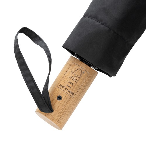 Kaycey 21" AWARE™ RPET Acacia wood mini auto open umbrella