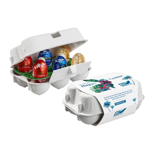 Paper Easter Egg Box of 6 with Lindt Eggs