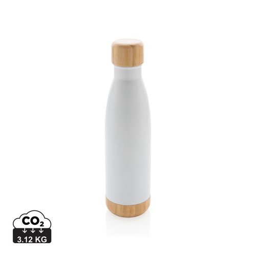 Vacuum stainless steel bottle with bamboo lid and bottom