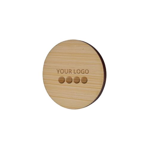 Badge Bamboo Round 40 mm, Magnet, Engraving