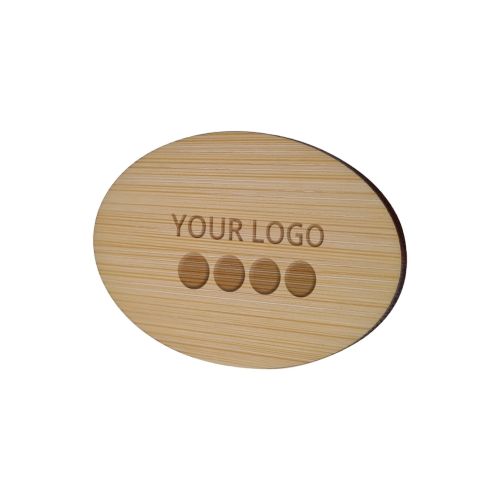 Badge Bamboo Oval 50 x 74 mm, Magnet, Engraving