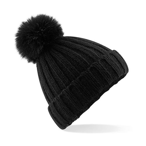 Verbier Fur Pop Pom Chunky Beanie