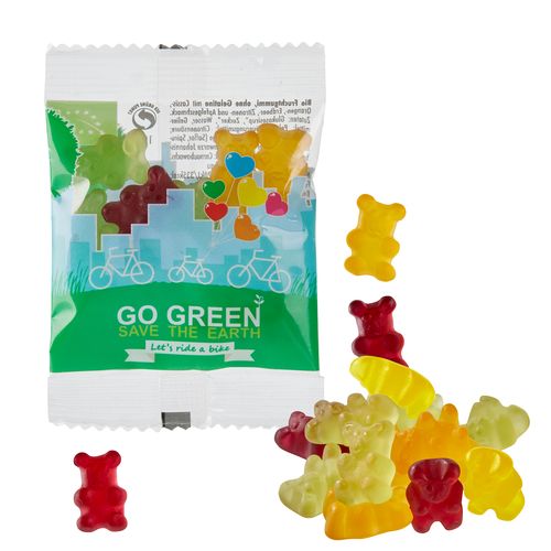 Vegan Organic Fruit Gum Bears in a Compostable