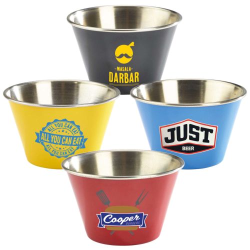 6oz roestvrijstalen ramekin - (blauw, rood, geel en zwart)