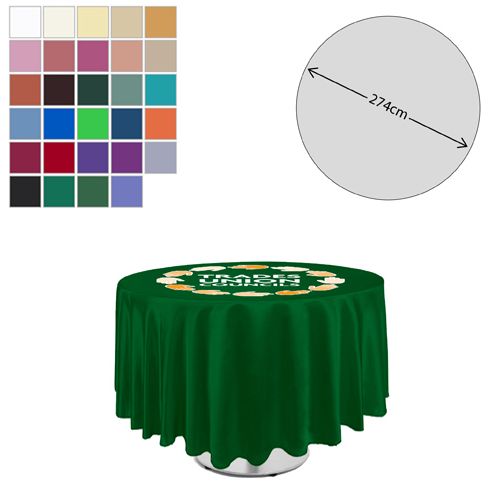 Premium Fabric Tablecloth - Round - 275cm (4ft Table - Full Drop)