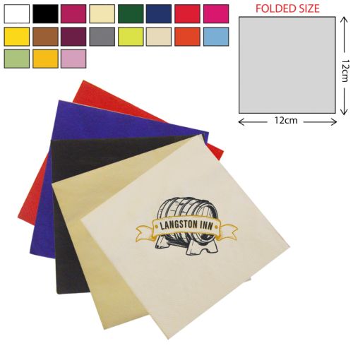 Paper Cocktail Napkin 3Ply - Coloured (24x24cm)