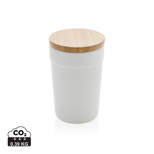 GRS certified recycled PP mug with bamboo lid