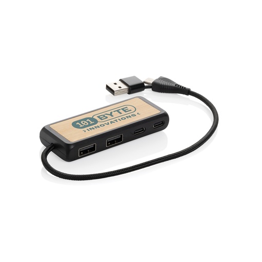 [P308.5601] Link RCS gerecycled plastic en bamboe dubbeleUSB-hub