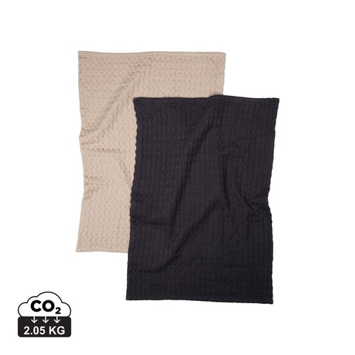 [103220] VINGA Cromer keukenhanddoek wafeltjespatroon, 2 stuks