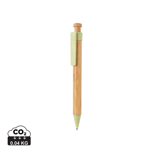 [P610.541] Bamboe pen met tarwestro clip