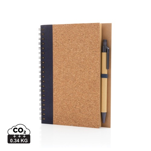 [P774.271] Kurk spiraal notitieboek met pen