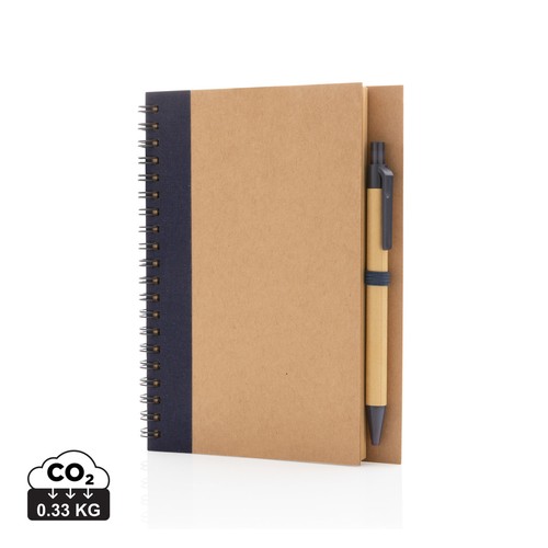 [P774.261] Kraft spiraal notitieboekje met pen
