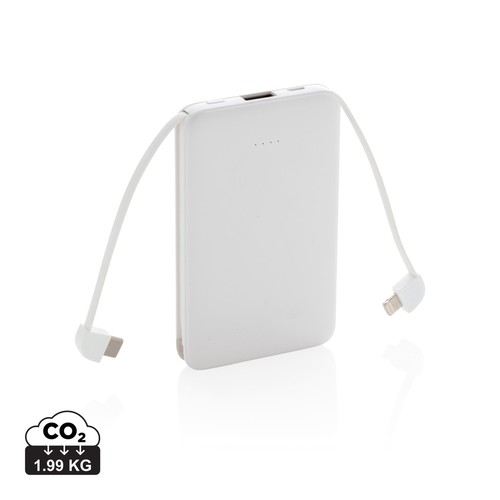 [P322.081] 5.000 mAh zakformaat powerbank met geïntegreerde kabels